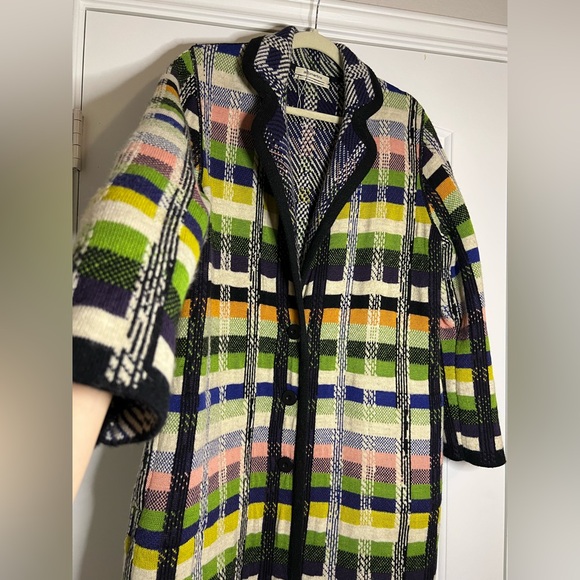 Anthropologie Aldomartins Shanley Plaid Wool Alpaca Colorblock Blanket Coat NWOT - Picture 8 of 13